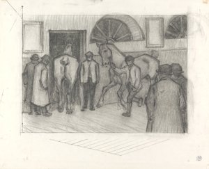 The Horse Mart，c.1917（纸上蜡笔） 作者 罗伯特·波希尔·贝文
